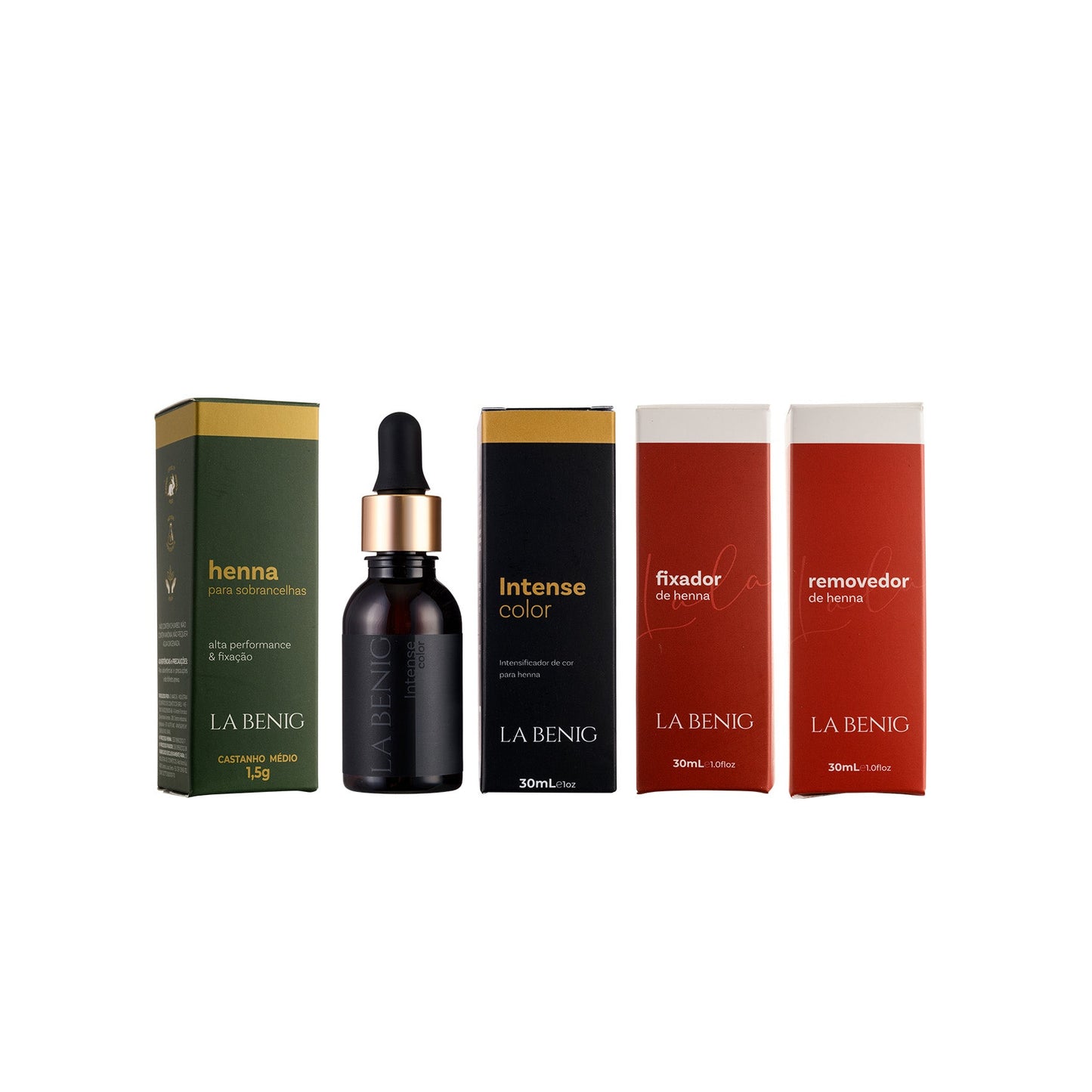 Combo Henna La Benig 1.5g + Intense Color + Remover 30ml + Fixer 30ml