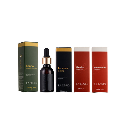 Combo Henna 3g + Intense Color + Removedor 30ml + Fixador 30ml